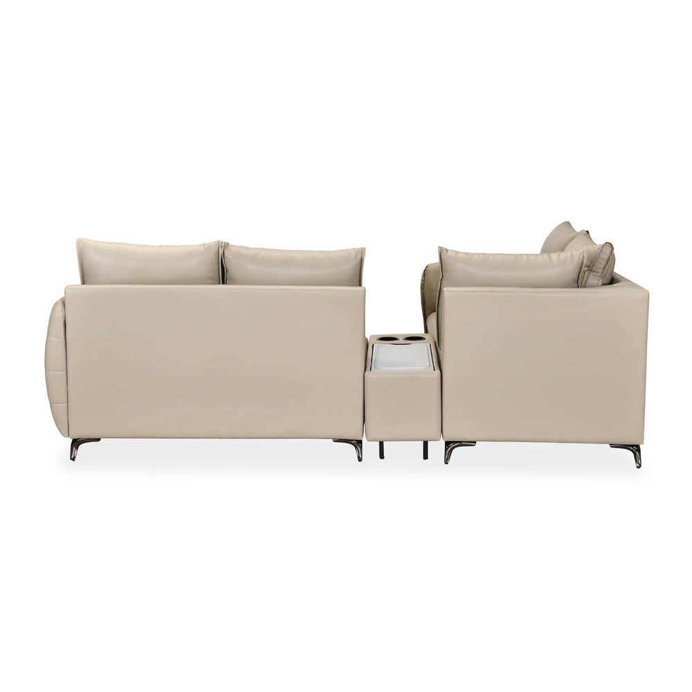 Infinia 2+1+1 Seater Leatherette Sofa Set with Right Corner Sofa and Rectangle Console- Beige