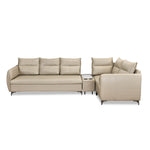 Infinia 3+1+1 Seater Leatherette Sofa Set with Left Corner Sofa and Rectangle Console- Beige