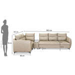 Infinia 3+1+1 Seater Leatherette Sofa Set with Right Corner Sofa and Rectangle Console- Beige