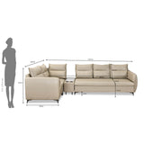 Infinia 3+1+1 Seater Leatherette Sofa Set with Right Corner Sofa and Rectangle Console- Beige