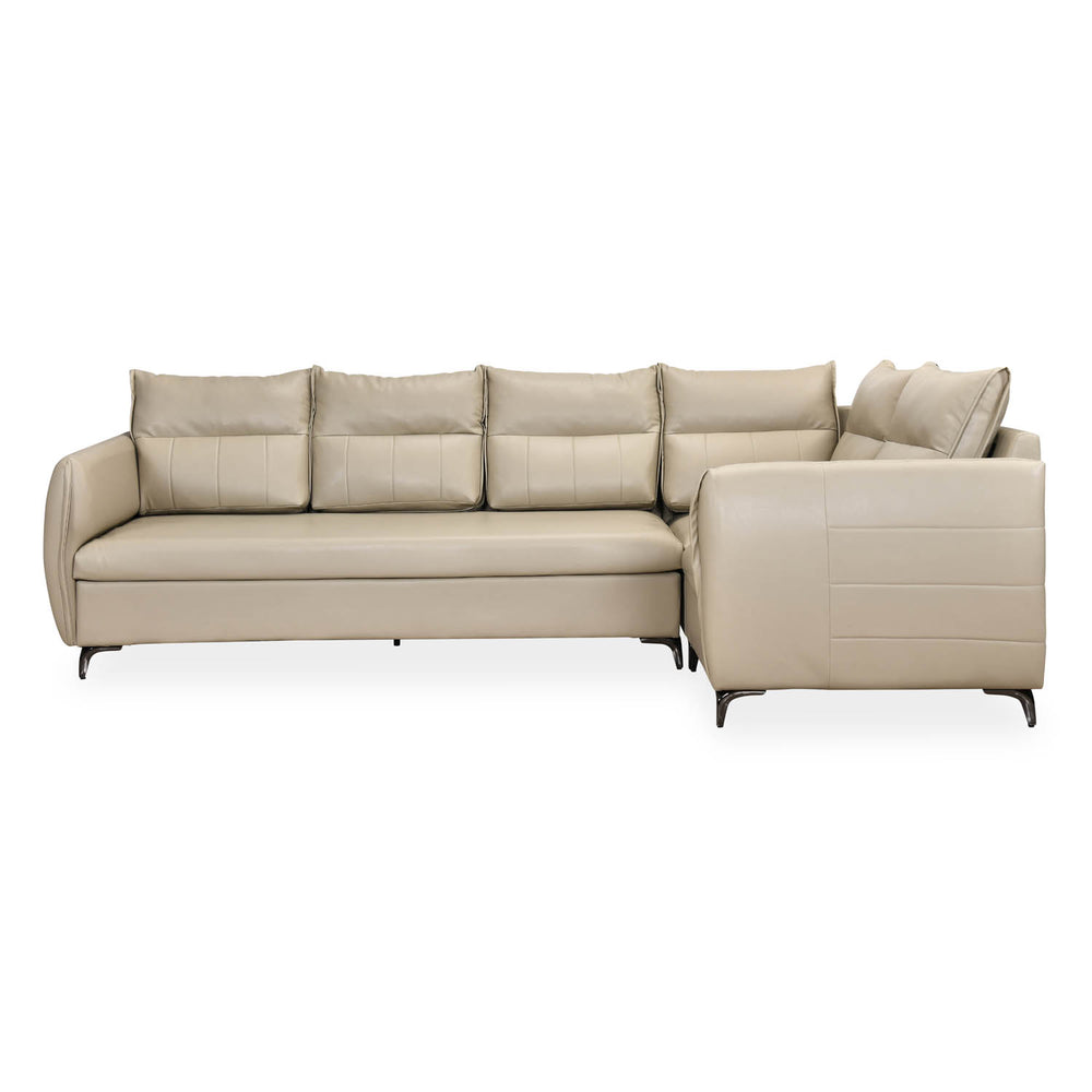 Infinia 3+1+1 Seater Leatherette Sofa Set with Left Corner Sofa- Beige