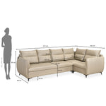 Infinia 3+1+1 Seater Leatherette Sofa Set with Left Corner Sofa- Beige