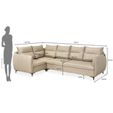 Infinia 3+1+1 Seater Leatherette Sofa Set with Right Corner Sofa- Beige