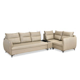 Infinia 3+1+1 Seater Leatherette Sofa Set with Left Corner Sofa and Rectangle Console- Beige