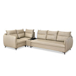 Infinia 3+1+1 Seater Leatherette Sofa Set with Right Corner Sofa and Rectangle Console- Beige