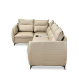 Infinia 3+1+1 Seater Leatherette Sofa Set with Right Corner Sofa and Rectangle Console- Beige