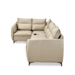 Infinia 3+1+1 Seater Leatherette Sofa Set with Right Corner Sofa and Rectangle Console- Beige