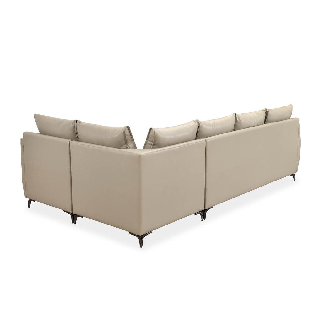 Infinia 3+1+1 Seater Leatherette Sofa Set with Left Corner Sofa- Beige
