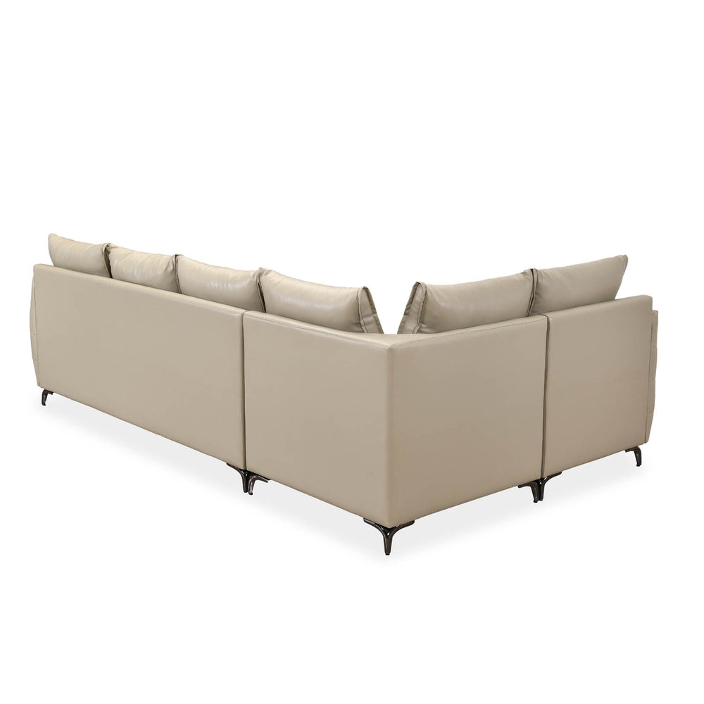 Infinia 3+1+1 Seater Leatherette Sofa Set with Right Corner Sofa- Beige