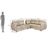 Infinia 2+2+1 Seater Leatherette Sofa Set with Left Corner Sofa and Rectangle Console- Beige