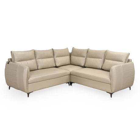 Infinia 2+2+1 Seater Leatherette Sofa Set with Left Corner Sofa- Beige