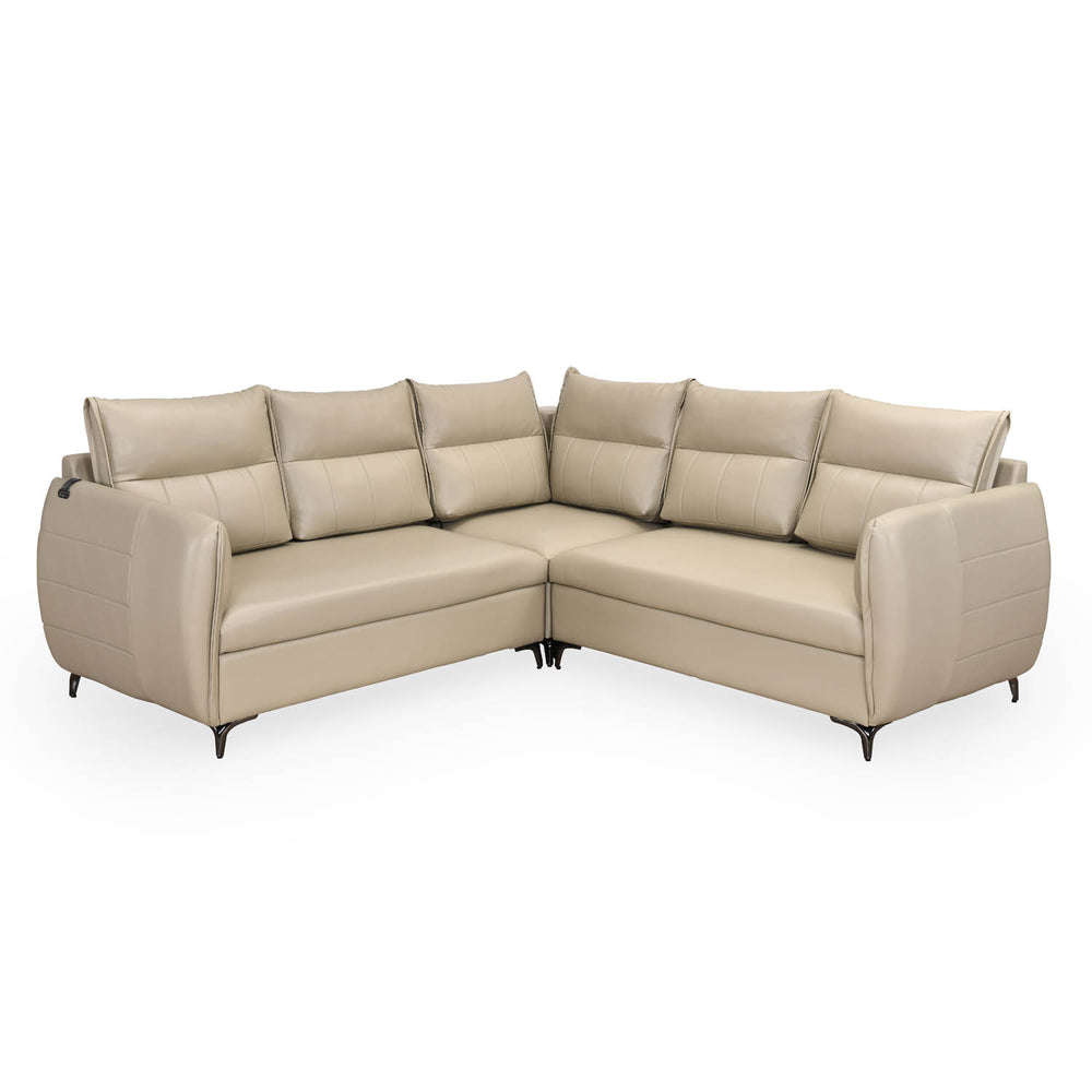 Infinia 2+2+1 Seater Leatherette Sofa Set with Left Corner Sofa- Beige
