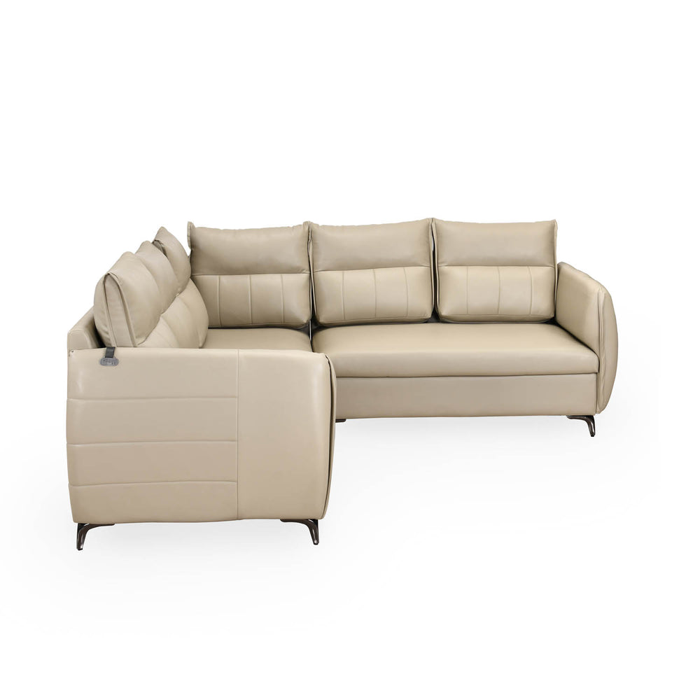 Infinia 2+2+1 Seater Leatherette Sofa Set with Left Corner Sofa- Beige
