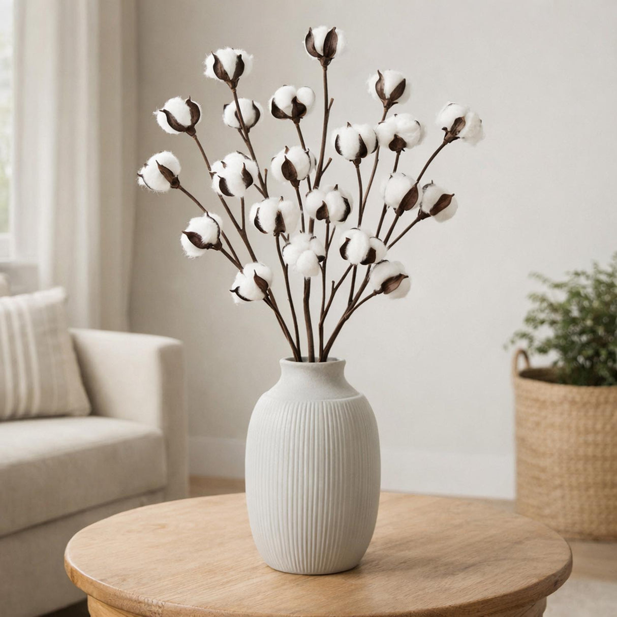 Elegant Artificial Cotton Balls Filler- Cream