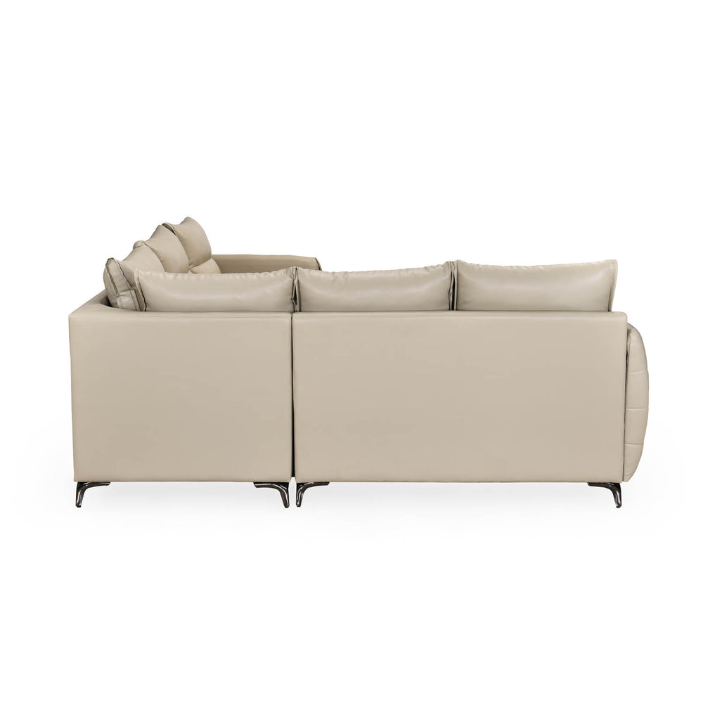 Infinia 2+2+1 Seater Leatherette Sofa Set with Left Corner Sofa- Beige