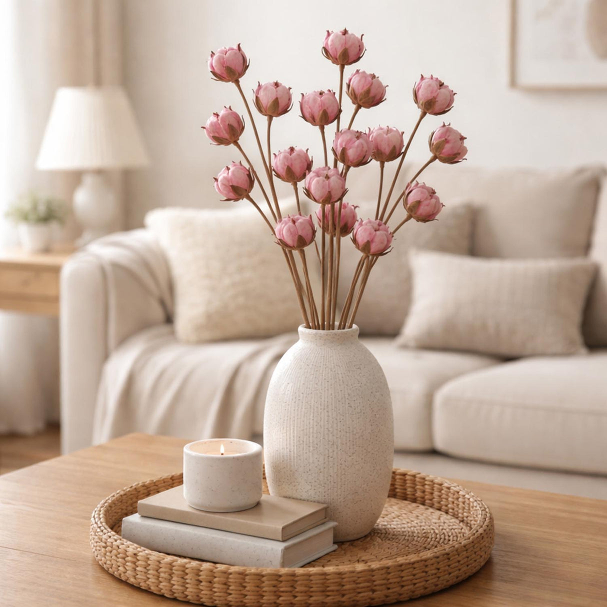 Elegant Artificial Cotton Balls Filler- Coral