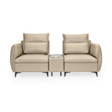 Infinia 2 Seater Leatherette Sofa with Rectangle Console- Beige