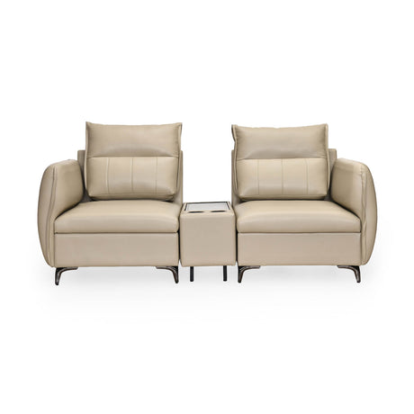 Infinia 2 Seater Leatherette Sofa with Rectangle Console- Beige