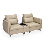 Infinia 2 Seater Leatherette Sofa with Rectangle Console- Beige