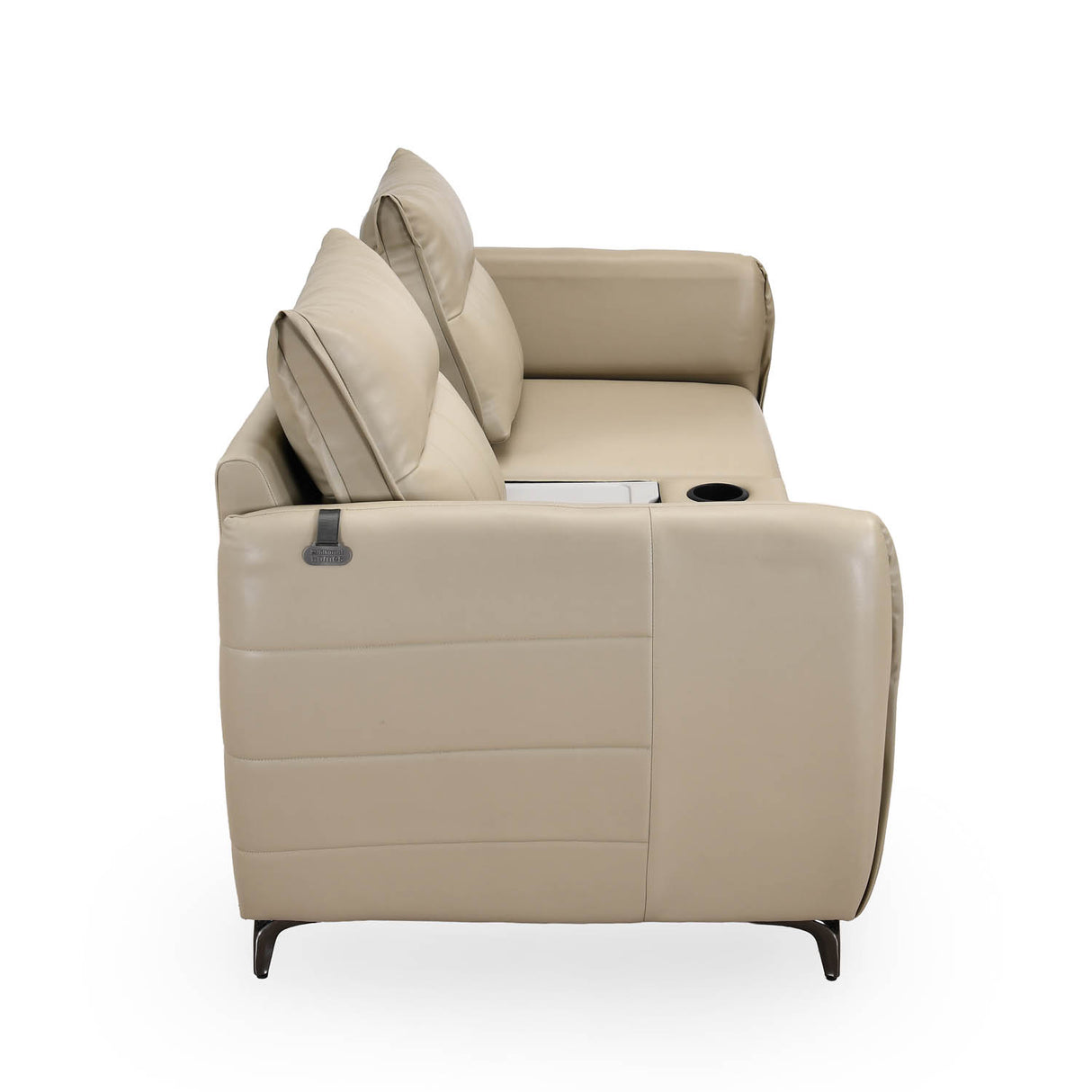 Infinia 2 Seater Leatherette Sofa with Rectangle Console- Beige