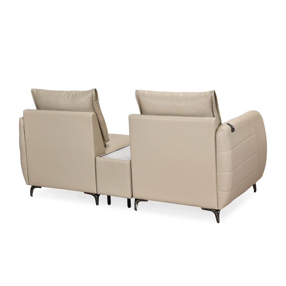 Infinia 2 Seater Leatherette Sofa with Rectangle Console- Beige