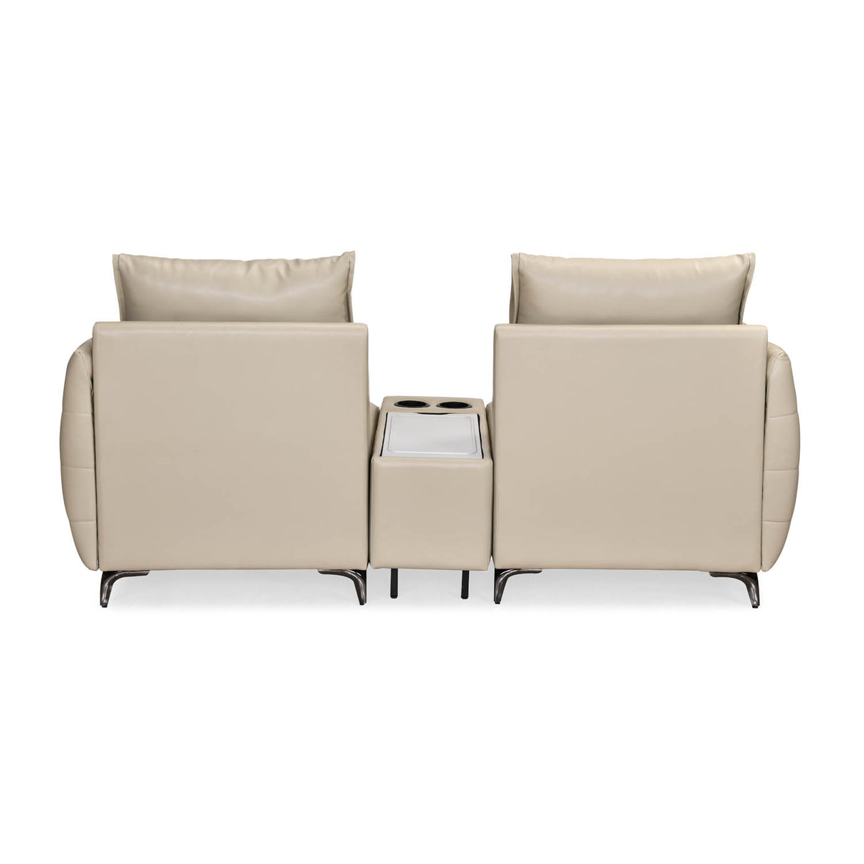 Infinia 2 Seater Leatherette Sofa with Rectangle Console- Beige