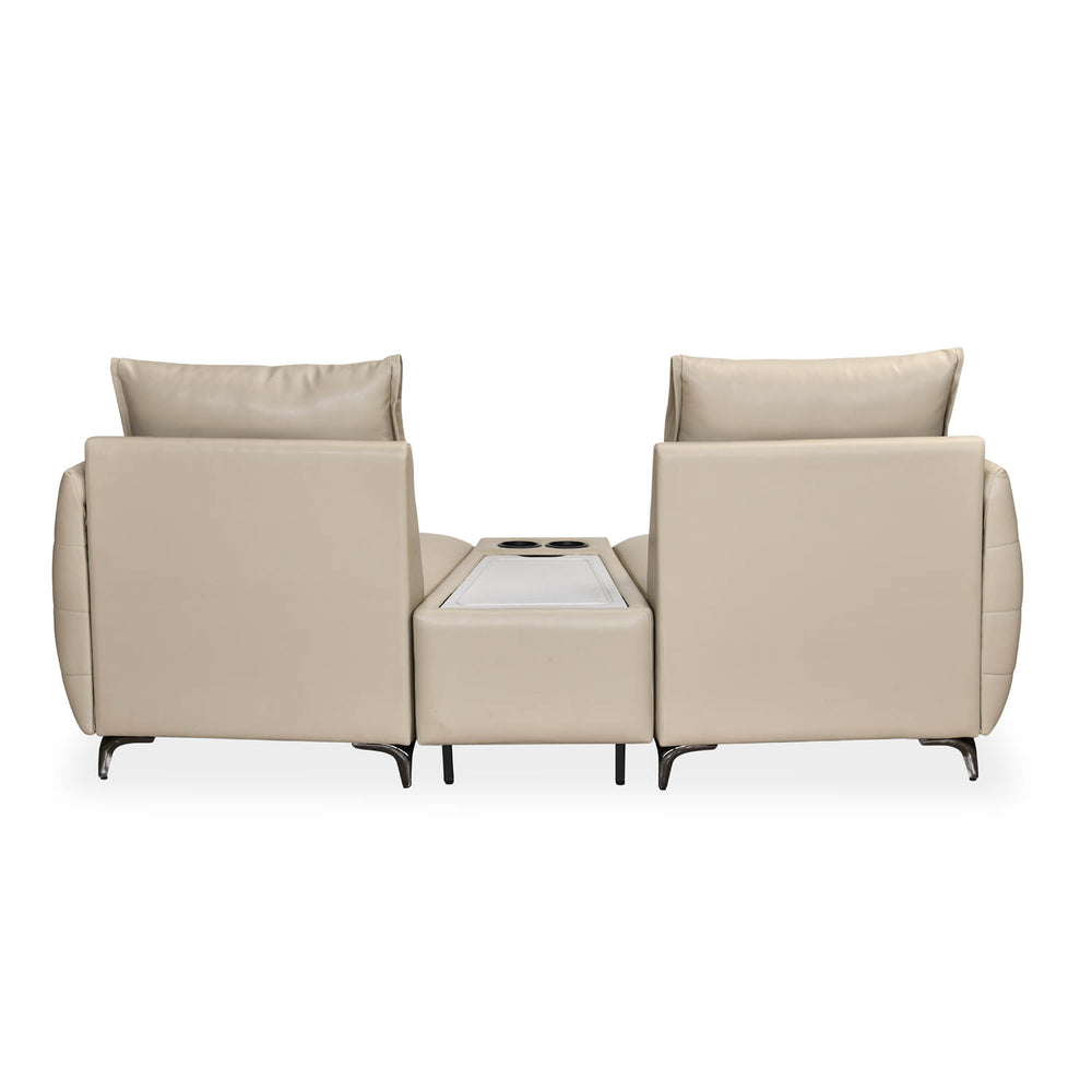 Infinia 2 Seater Leatherette Sofa with Triangle Console- Beige