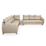 Infinia 3+3+1 Seater Leatherette Sofa Set with Right Corner Sofa and Rectangle Console- Beige