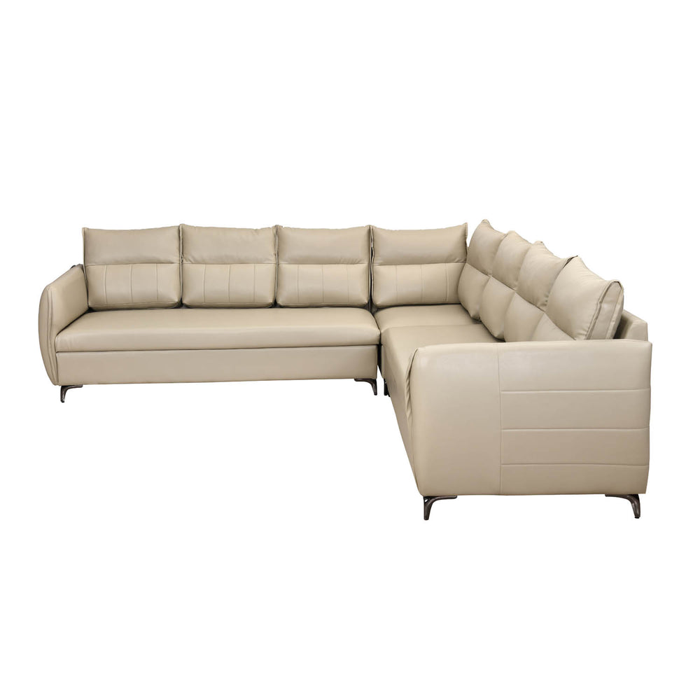 Infinia 3+3+1 Seater Leatherette Sofa Set with Right Corner Sofa- Beige