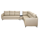 Infinia 3+3+1 Seater Leatherette Sofa Set with Right Corner Sofa and Rectangle Console- Beige