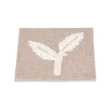 Leaves Embroidered Chambray Coaster Set of 4- Beige