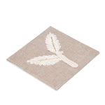 Leaves Embroidered Chambray Coaster Set of 4- Beige