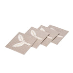 Leaves Embroidered Chambray Coaster Set of 4- Beige