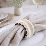 Embroidered Napkin Rings Set of 4- Beige