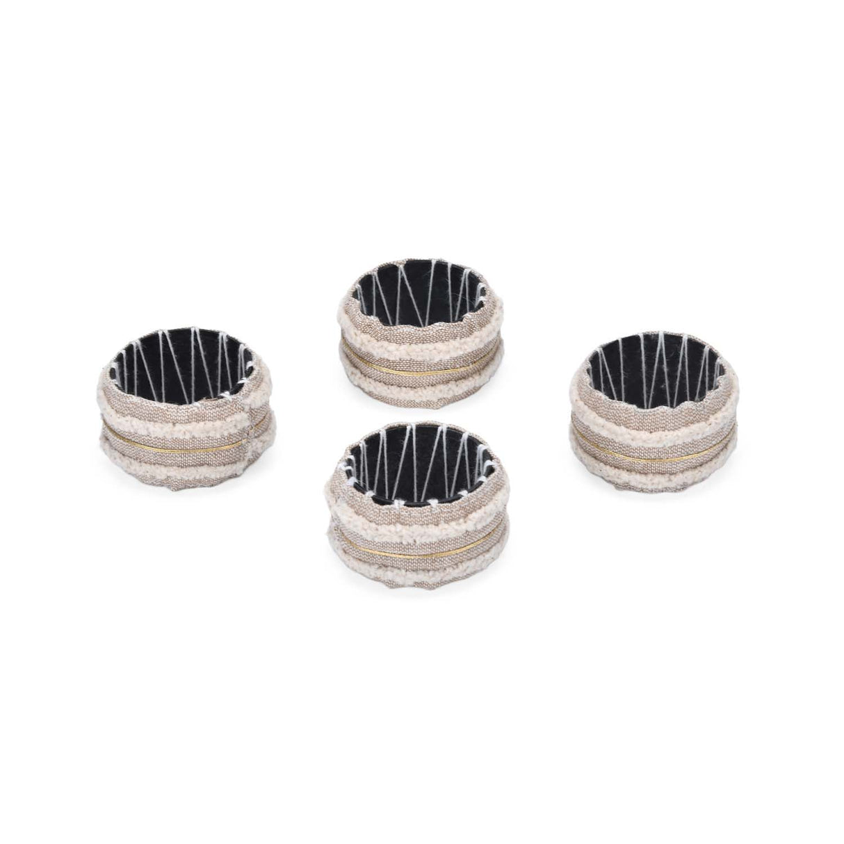 Embroidered Napkin Rings Set of 4- Beige