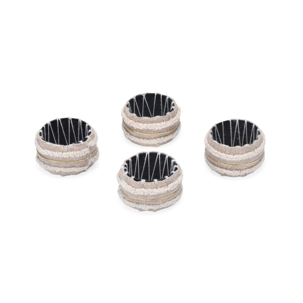 Embroidered Napkin Rings Set of 4- Beige