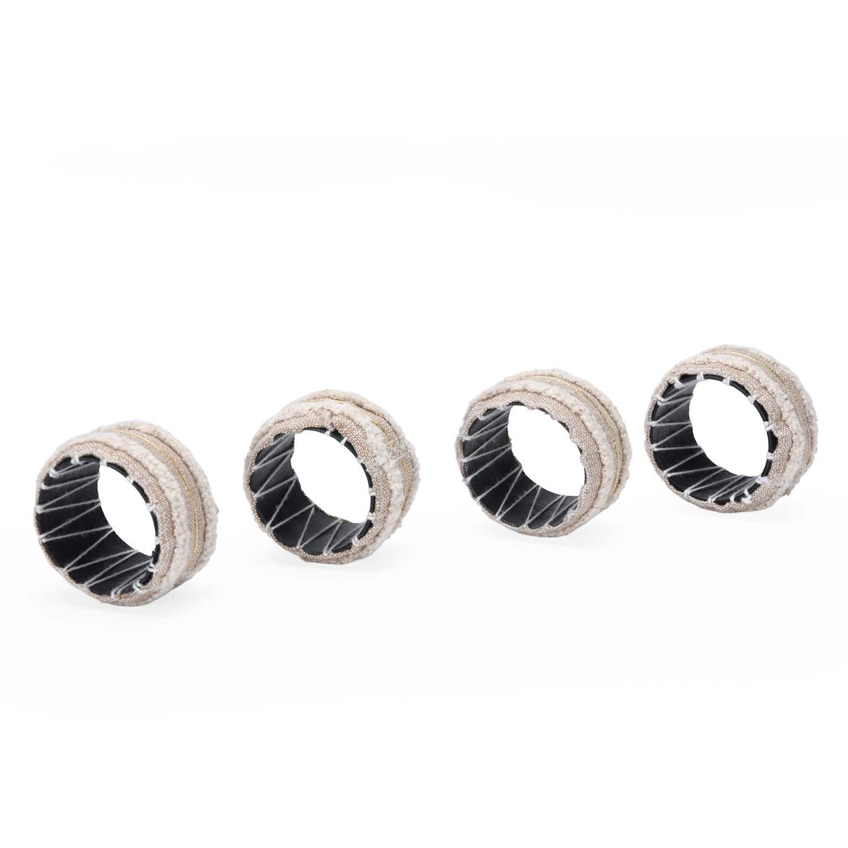 Embroidered Napkin Rings Set of 4- Beige