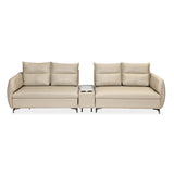 Infinia 2+2 Seater Leatherette Sofa Set with Rectangle Console- Beige