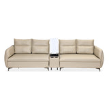 Infinia 2+2 Seater Leatherette Sofa Set with Rectangle Console- Beige