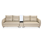 Infinia 2+2 Seater Leatherette Sofa Set with Rectangle Console- Beige