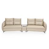 Infinia 2+2 Seater Leatherette Sofa Set with Triangle Console- Beige