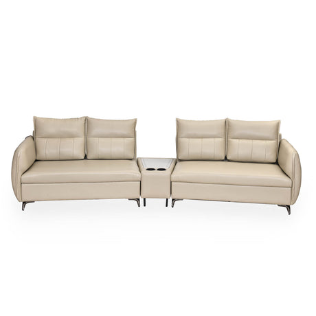 Infinia 2+2 Seater Leatherette Sofa Set with Triangle Console- Beige