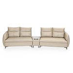 Infinia 2+2 Seater Leatherette Sofa Set with Triangle Console- Beige
