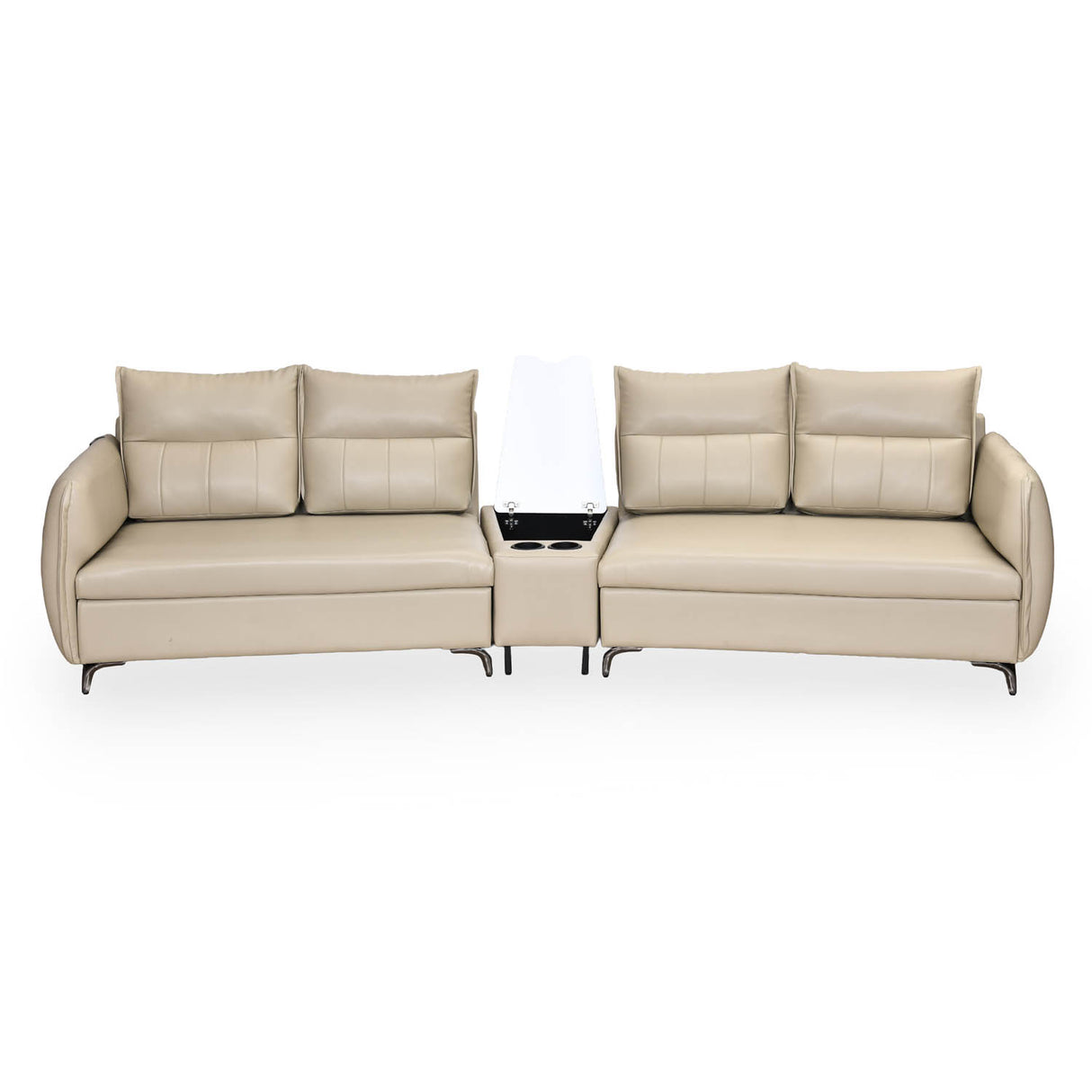 Infinia 2+2 Seater Leatherette Sofa Set with Triangle Console- Beige