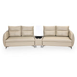 Infinia 2+2 Seater Leatherette Sofa Set with Triangle Console- Beige