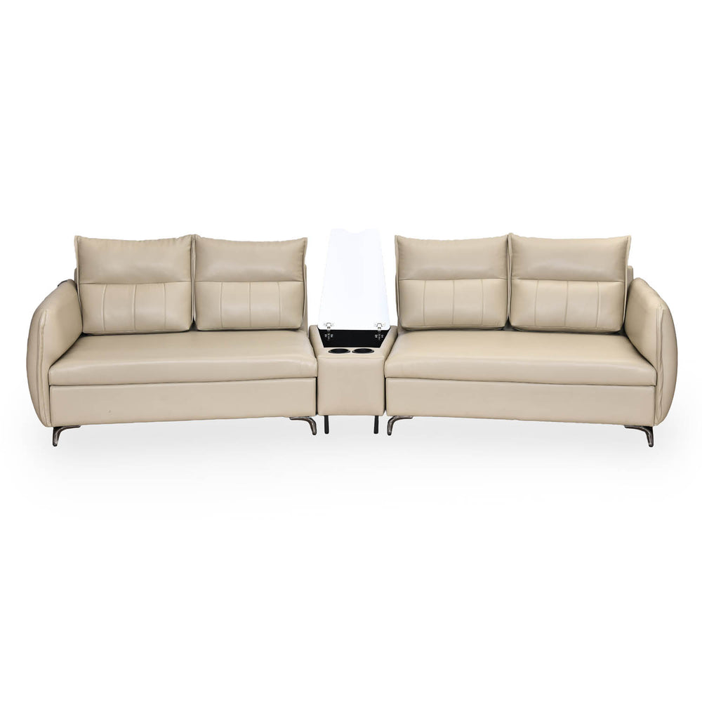 Infinia 2+2 Seater Leatherette Sofa Set with Triangle Console- Beige