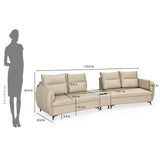 Infinia 2+2 Seater Leatherette Sofa Set with Triangle Console- Beige