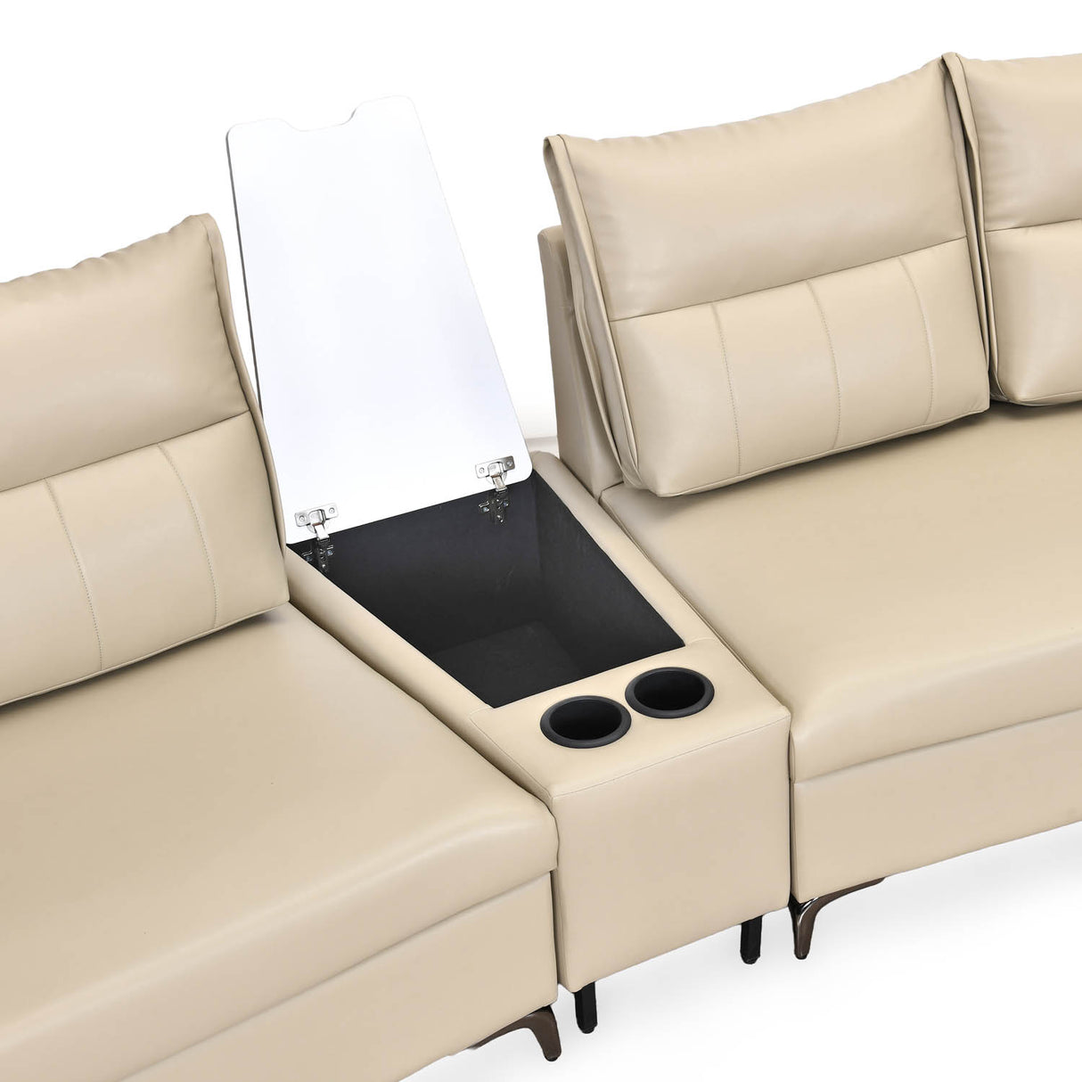 Infinia 2+2 Seater Leatherette Sofa Set with Triangle Console- Beige
