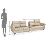 Infinia 2+2 Seater Leatherette Sofa Set with Rectangle Console- Beige
