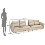 Infinia 2+2 Seater Leatherette Sofa Set with Rectangle Console- Beige